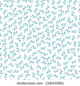 Purple cute seamless flowers pattern. Delicate petals and vibrant blossoms create an artistic and vintage botanical illustration. Perfect for wallpaper, fabric, wrapping paper and more.