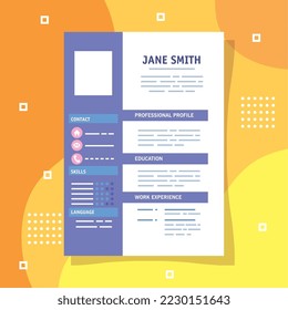 purple cv template document icon