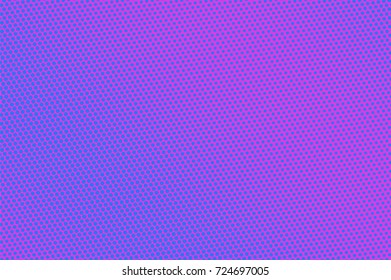 Purple and cyan halftone vector background. Colorful neon banner template. Shiny dotted pattern. Horizontal dotted gradient. Pop art surface design. Vibrant halftone texture. Abstract background tile