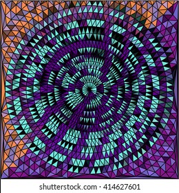 Purple cyan orange triangle circle abstract background