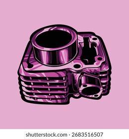 Purple Cylinder Block Vector Art Illustration