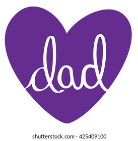 Purple Dad Heart