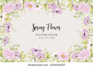purple daisy background and frame card design