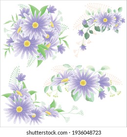 
Purple daisy bouquets floral vector