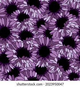 Purple Daisy Flowers Seamless Pattern Background