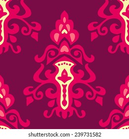 Purple Damask Flower vector seamless pattern design