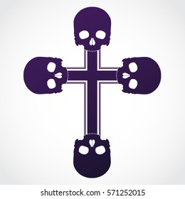 purple dark color four skull cross symbol