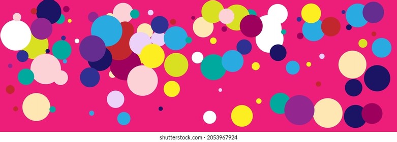 Purple Dark Kids Indigo Red Background. Green Vibrant Violet Pastel Blue Rainbow Illustration. Play Beige Multicolor Yellow Bright Pattern. White Circles Vivid Pink Color Children Textile.