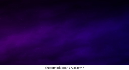 Purple Dark Night starry sky. Space. Northern lights. Nebula with stars. Outer space. Stock vector illustration.