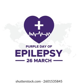 Purple Day of Epilepsy. 26 March. Epilepsy awareness day occurs each year on March 26th, Also known as Purple Day. Holiday concept. World Epilepsy day banner, poster and card. Vector illustration. 