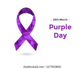 Purple Day (March 26) concept with lavender awareness ribbon. Colorful vector illustration for web and printing.