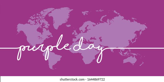 Purple day ribbon awareness on 26 marchor february, World epilepsy, alzheimer or lupus day. people living with down, pancreatic fibromyalgia syndrome against. Vector cancer symbol or pictogram.