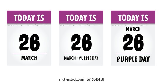 Purple day ribbon awareness on 26 marchor february, World epilepsy, alzheimer or lupus day. people living with down, pancreatic fibromyalgia syndrome against. Vector cancer symbol or pictogram.