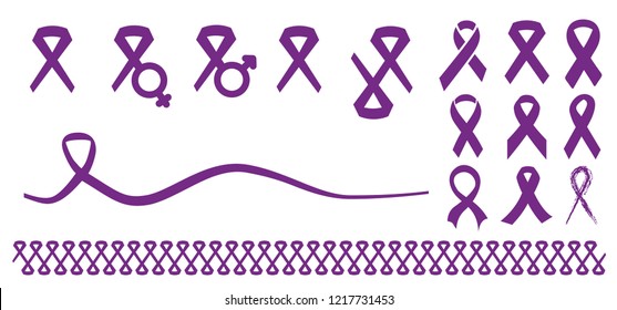 Purple day ribbon or month awareness november or april. World epilepsy, alzheimer or lupus day. people living with down, pancreatic fibromyalgia syndrome against. Vector cancer symbol or pictogram.