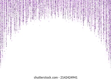 Purple decoration round arch glitter garland on white background. Vector