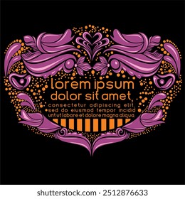 Purple decorative floral motif with small dots. Suitable design for graphic images, backgrounds, crafts, wall pictures.
