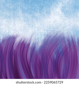 Purple decorative grass on canvas textured background vector isolated on square template for social media template, paper and textile scarf print, wrapping paper, poster.