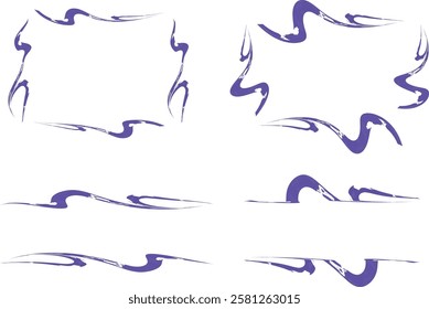 purple decorative scribble artwork frames set vector