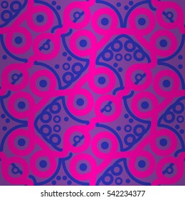 Purple decorative seamless pattern in tribal style. Modern design. Vector background.