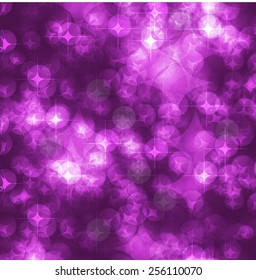 purple Defocused Light, Flickering Lights, Vector abstract festive background with bokeh defocused lights.