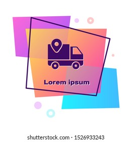 Purple Delivery tracking icon isolated on white background. Parcel tracking. Color rectangle button. Vector Illustration