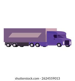Caminhão de entrega roxo transportando mercadorias na estrada, caminhão de frete comercial