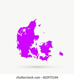 Purple Denmark Map Illustration