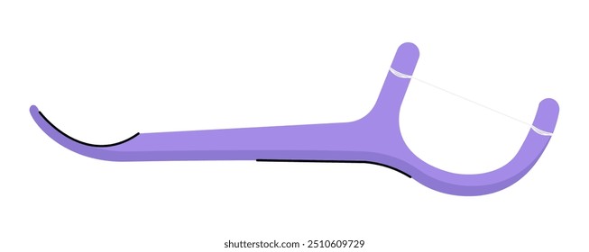 Herramienta de hilo dental púrpura Ilustración vectorial plana que destaca la importancia de la salud dental con un diseño simple y moderno para una limpieza eficaz