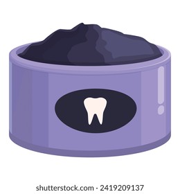 Purple dental powder icon cartoon vector. Container body. Skincare glass