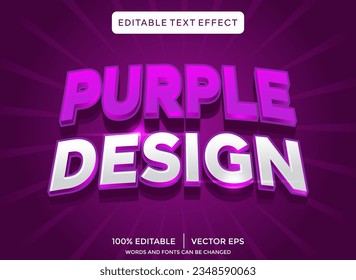 Efecto de texto editable 3D de diseño púrpura