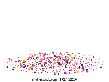 Purple Design Dot Frame. Circle Splash Wallpaper. Multicolor Round Event. Confetti Pink Celebration Illustration. 