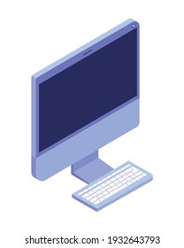 icono aislado del equipo de escritorio púrpura
