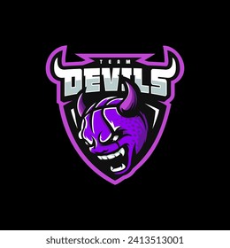 purple devil e sport or club logo vector concept