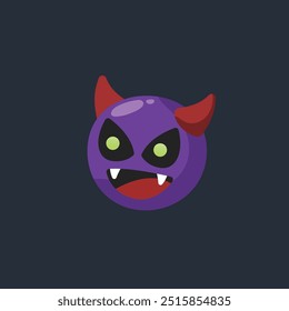 purple devil head in flat vector design