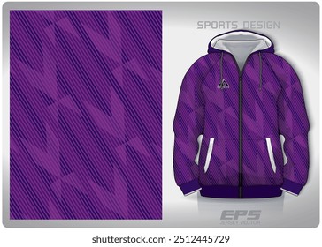 purple diagonal triangle pattern design, illustration, textile background for sports t-shirt, football jersey shirt mockup for football club. consistent front view