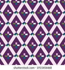 Purple Diamond Striped Geometric Seamless Pattern