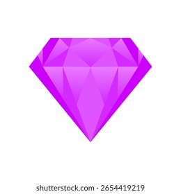 Purple Diamond Vector Illustration Isolated on White Background