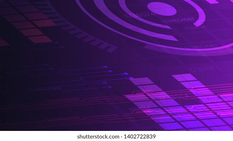 Purple digital background for your creativity with graph, paths and abstract circle