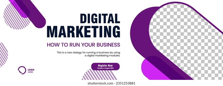 Purple Digital marketing banner, sign, blochure, flyer and website banner design, Digital marketing concepts template