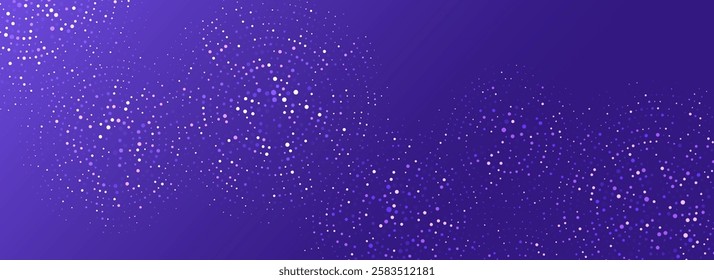 Purple digital technology pattern. Glowing dotted circle background. Abstract dot round grid backdrop for tech, business, science, healthcare, medicine, finance. Vector violet textured wallpaper