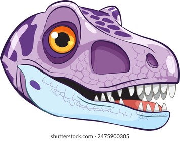 Purple dinosaur head with sharp teeth