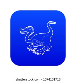 Purple dinosaur icon blue vector isolated on white background