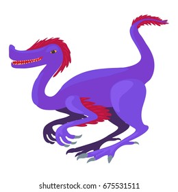 Purple dinosaur icon. Cartoon illustration of purple dinosaur vector icon for web isolated on white background