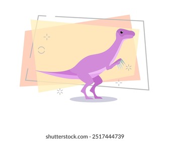 Purple dinosaur illustration. Creature, colored dino, animal. Nature concept. Vector illustration can be used for topics like history, school, children books