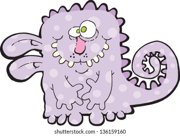 PURPLE DINOSAUR MONSTER WITH CURLY TAIL