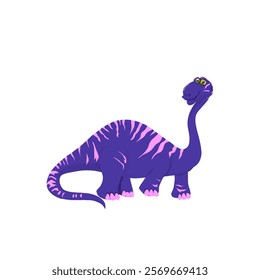 a purple dinosaur with pink stripes without background