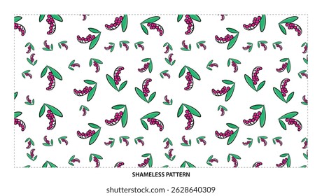 A purple dinosaur and plant themed repeating pattern background