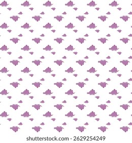 Purple Dinosaur Repeating on White Background in Cute Cartoon Style.