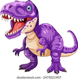 A purple dinosaur roaring with an open mouth