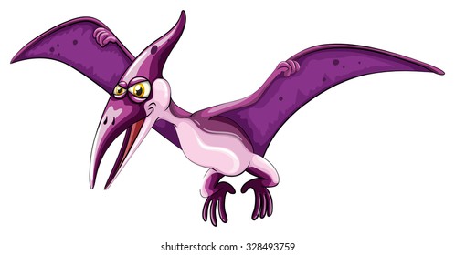 Purple dinosaur with wings illustration